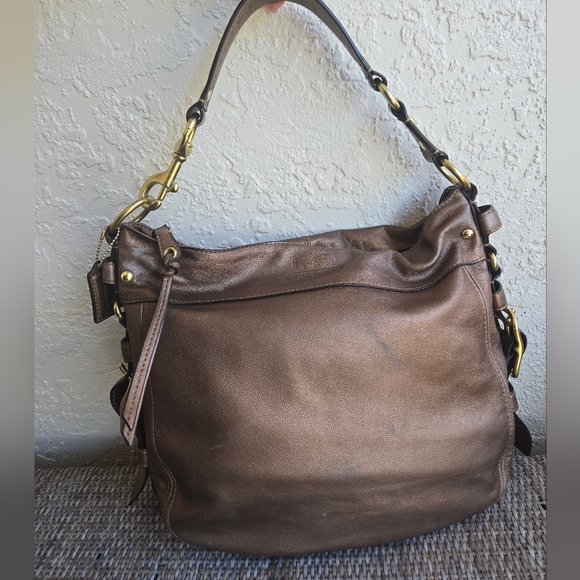 Coach Handbags - Coach Leather Carly Hobo Shoulder Bag – Brown Metallic
